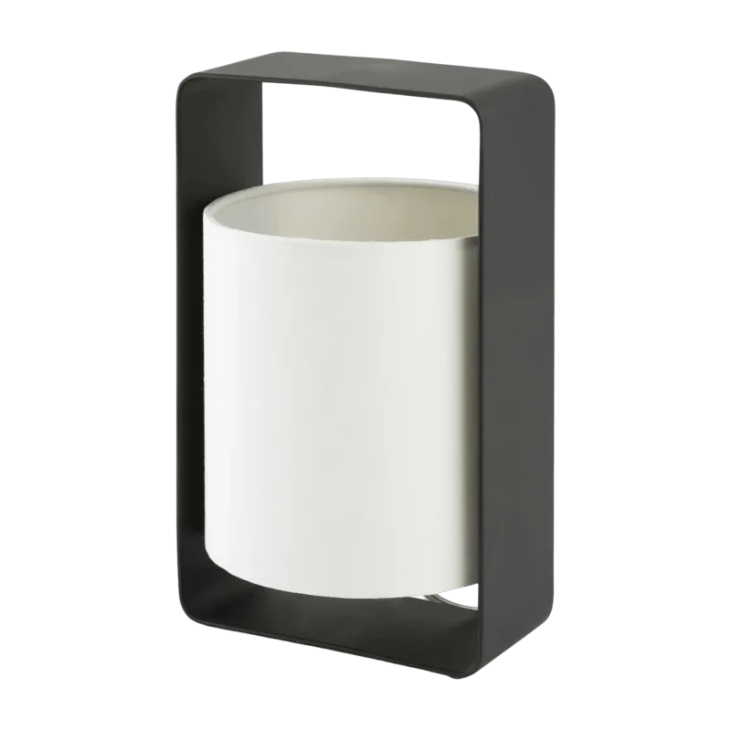 Petit lampe de table en métal noir et tissu blanc 16 x 15 x 27 cm Lula - Faro Barcelona - The Cool Republic