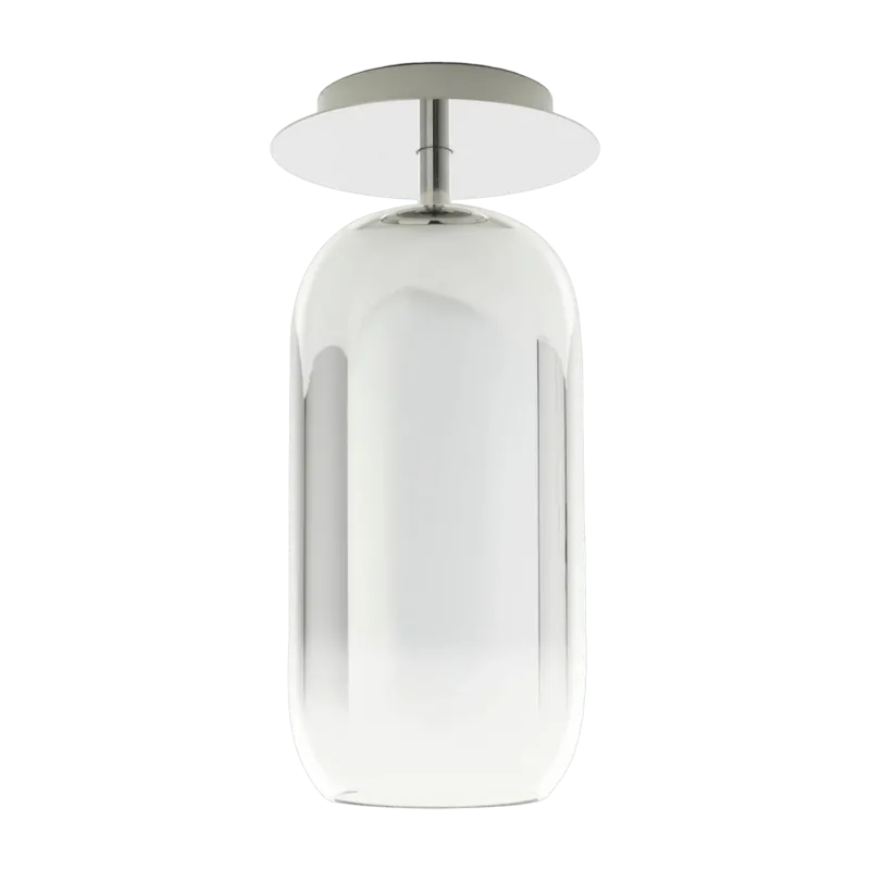 Petit plafonnier en verre soufflé argenté Gople - Artemide - The Cool Republic