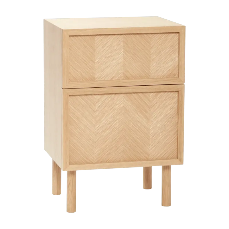 Petite commode en chêne naturel et aux motifs chevron - Hübsch - The Cool Republic
