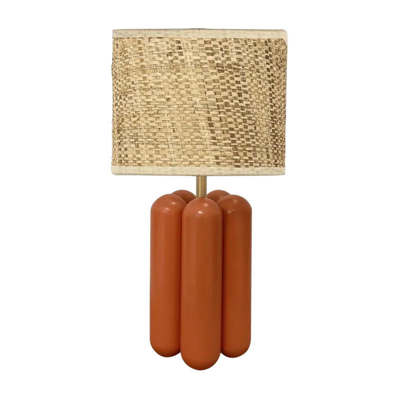 Petite lampe en bois et raphia corail Charlotte - Cosin Paris - The Cool Republic