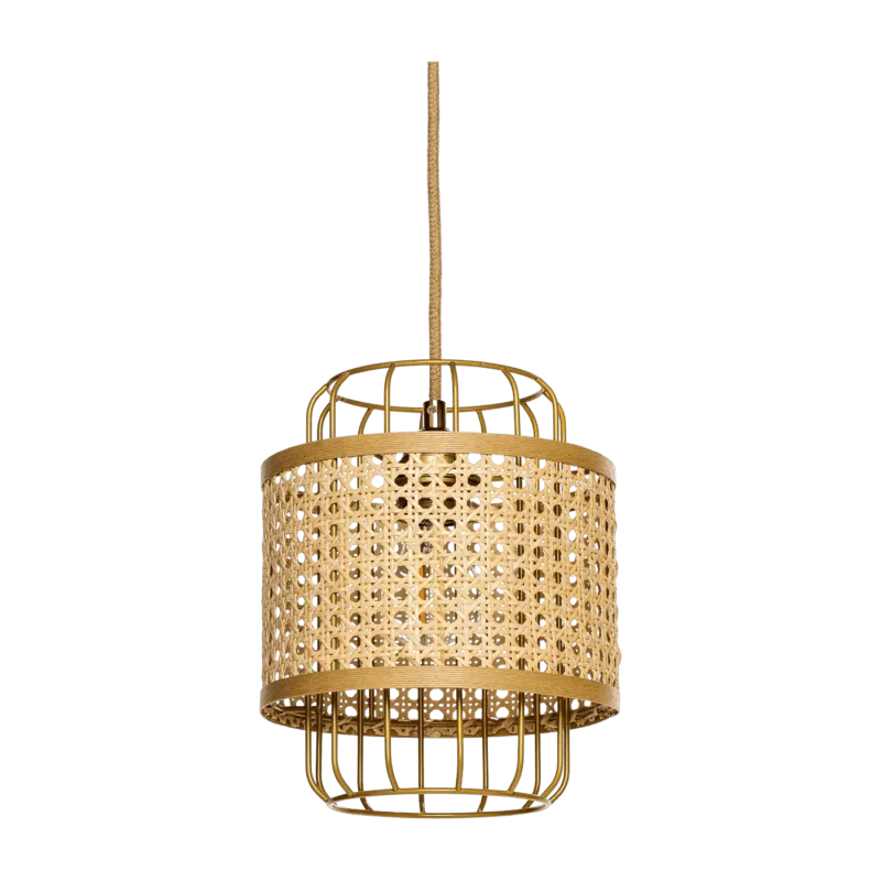 Petite suspension en cannage et structure dorée Piou-piou - Unum - The Cool Republic