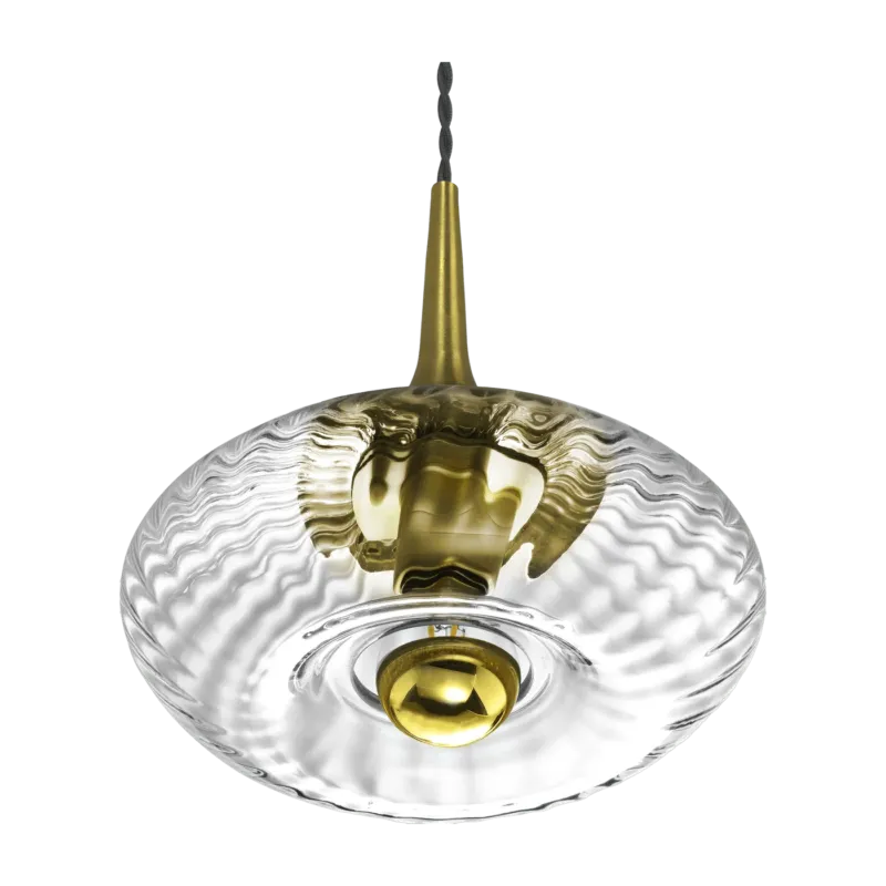 Petite suspension en verre transparent et doré Grace - Elements Lighting - The Cool Republic