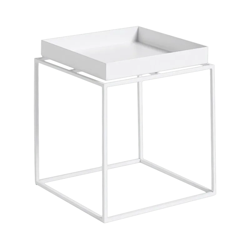 Petite table basse carrée en métal blanc 30 x 30 x 34 cm Tray - HAY - The Cool Republic