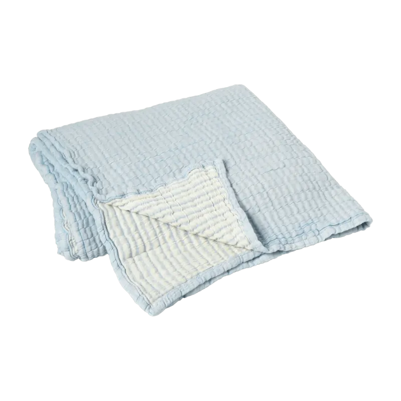 Plaid en coton bleu sérénité Karri - Broste Copenhagen - The Cool Republic