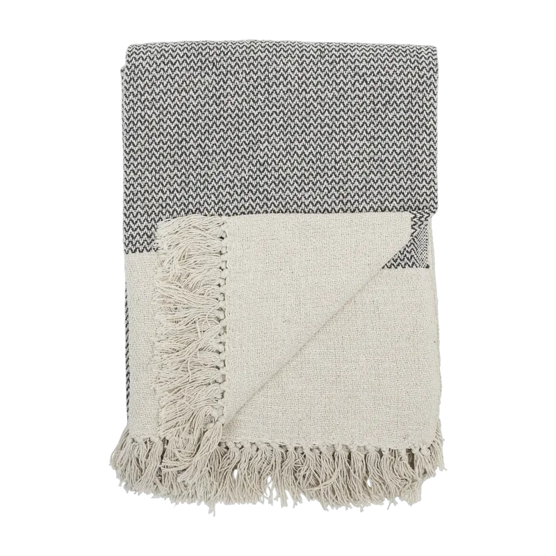 Plaid en coton recyclé bleu Sefanit - Bloomingville - The Cool Republic