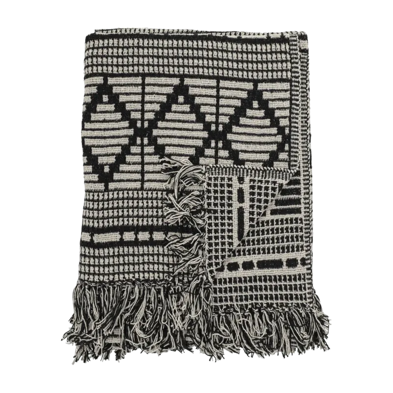 Plaid en coton recyclé noir Gutte - Bloomingville - The Cool Republic