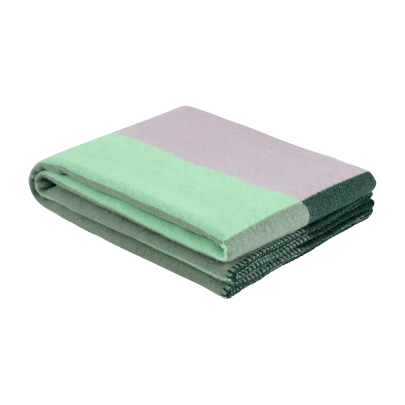 Plaid en laine vert et rose 180 x 130 cm Block Monster - Hem - The Cool Republic