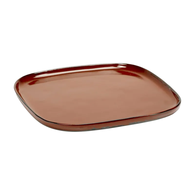 Plat de service carré en grès rouille 25 cm - Serax - The Cool Republic