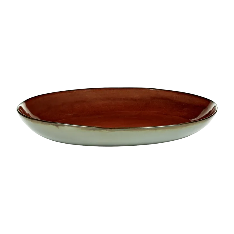 Plat de service en grès bleu fumé et rouille 36 cm - Serax - The Cool Republic