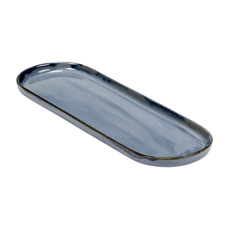 Plat de service ovale en grès bleu 28 x 9 cm - Serax - The Cool Republic