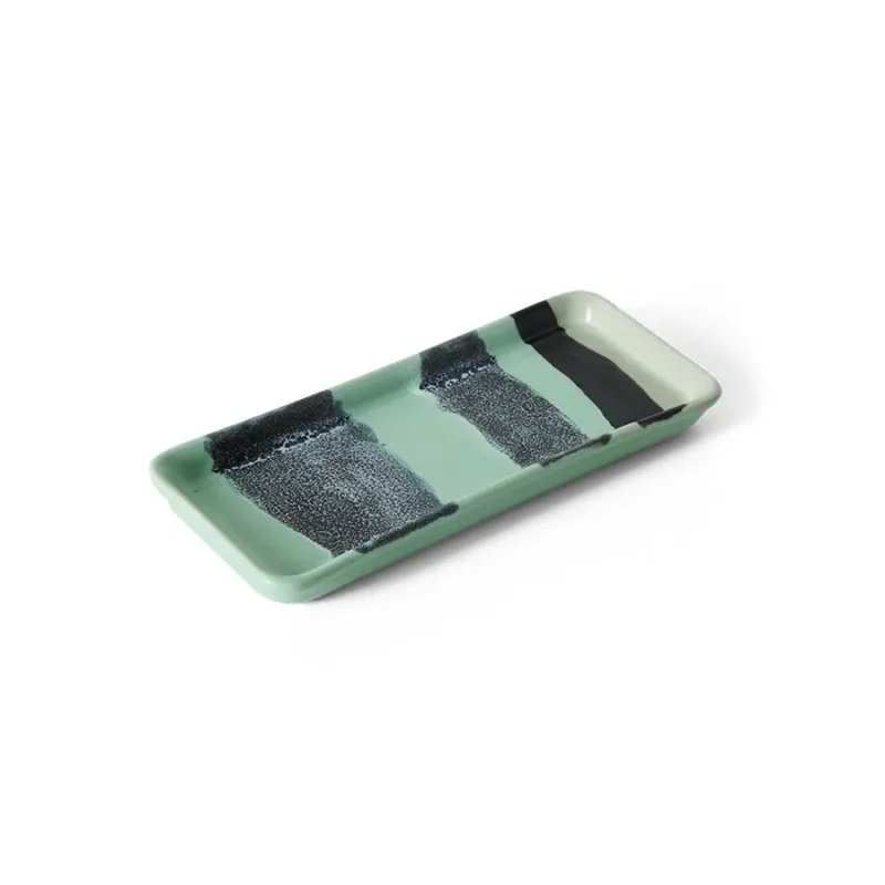 Plateau rectangulaire en grès vert 7,7x18x2cm Vaisselle 70s - HKLiving - The Cool Republic