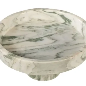 Plateau rond en marbre vert en blanc 30x15cm Calista - Versmissen - The Cool Republic