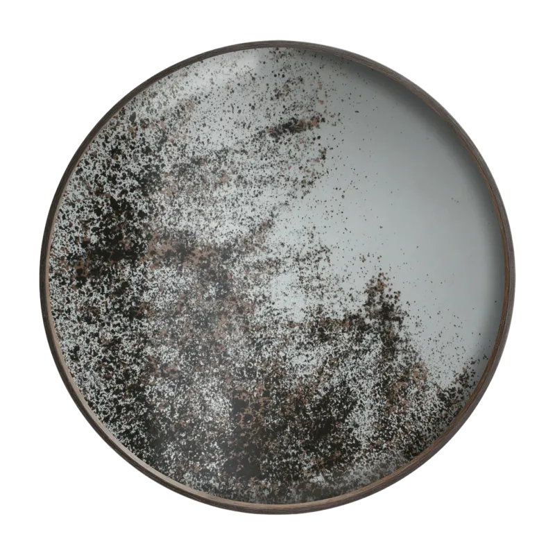 Plateau rond miroir vieilli et bord en bois 61 cm Clear - Ethnicraft Accessories - The Cool Republic