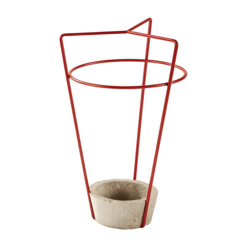 Porte-parapluies en béton et acier rouge Ambrogio - Meme Design - The Cool Republic