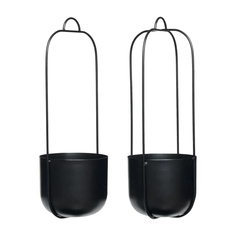 Pot à fleurs en suspension noir (lot de 2) Lotus - Hübsch - The Cool Republic