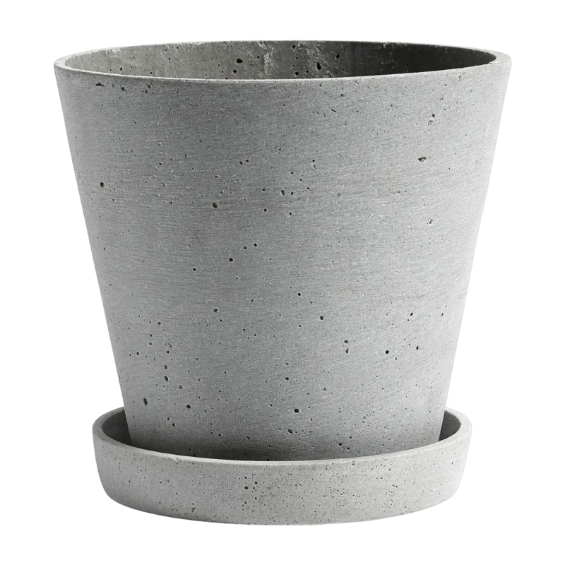 Pot de fleurs avec soucoupe gris L Flowerpot - Hay - The Cool Republic