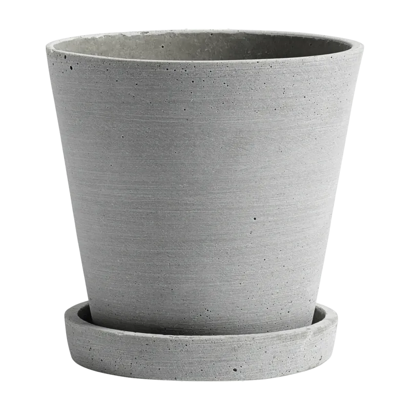 Pot de fleurs avec soucoupe gris M Flowerpot - Hay - The Cool Republic