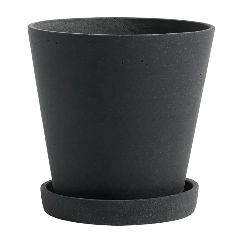 Pot de fleurs avec soucoupe noir M Flowerpot - Hay - The Cool Republic