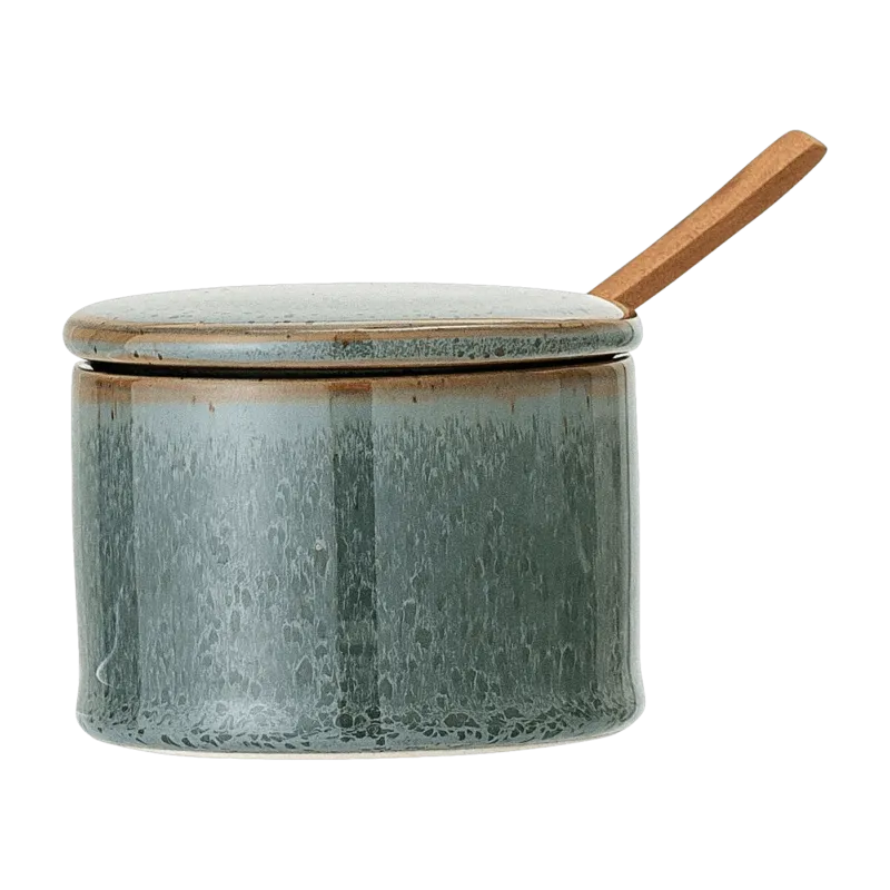 Pot en grès vert avec cuillère en bois Pixie - Bloomingville - The Cool Republic