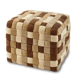 Pouf d'extérieur carré en tissu tressé beige 40 x 40 x 32 cm Braided - Pols Potten - The Cool Republic
