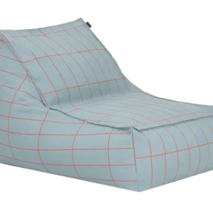 Pouf en coton bio bleu clair et rouge 70 x 105 x 57 cm Vibes - Nobodinoz - The Cool Republic