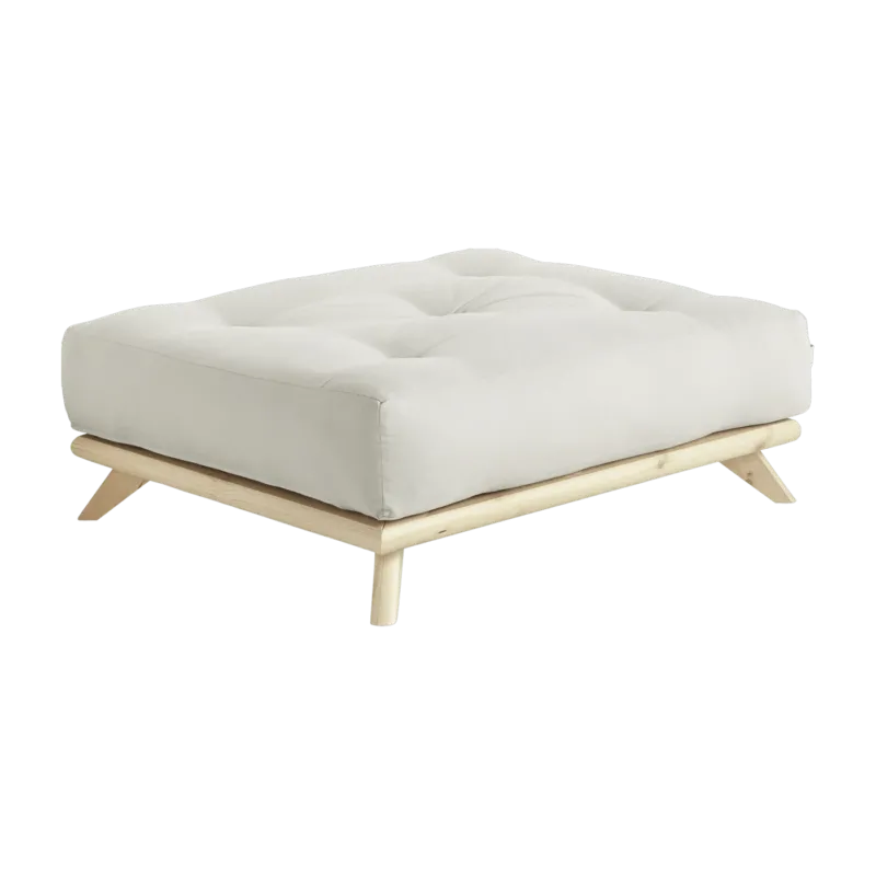 Pouf en pin et tissu écru 100x90x40cm Senza - Karup Design - The Cool Republic