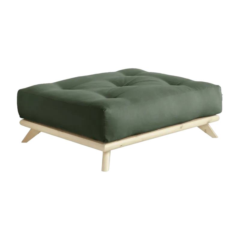 Pouf en pin et tissu vert 100x90x40cm Senza - Karup Design - The Cool Republic