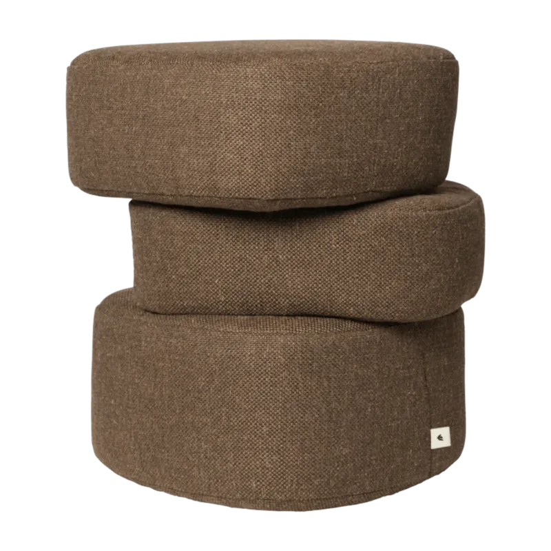 Pouf en polyester marron 43x41x46cm Plyo - Ferm Living - The Cool Republic
