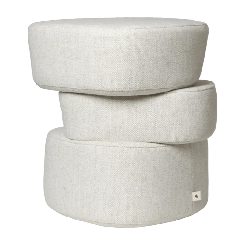 Pouf en polyester off-white 43x41x46cm Plyo - Ferm Living - The Cool Republic