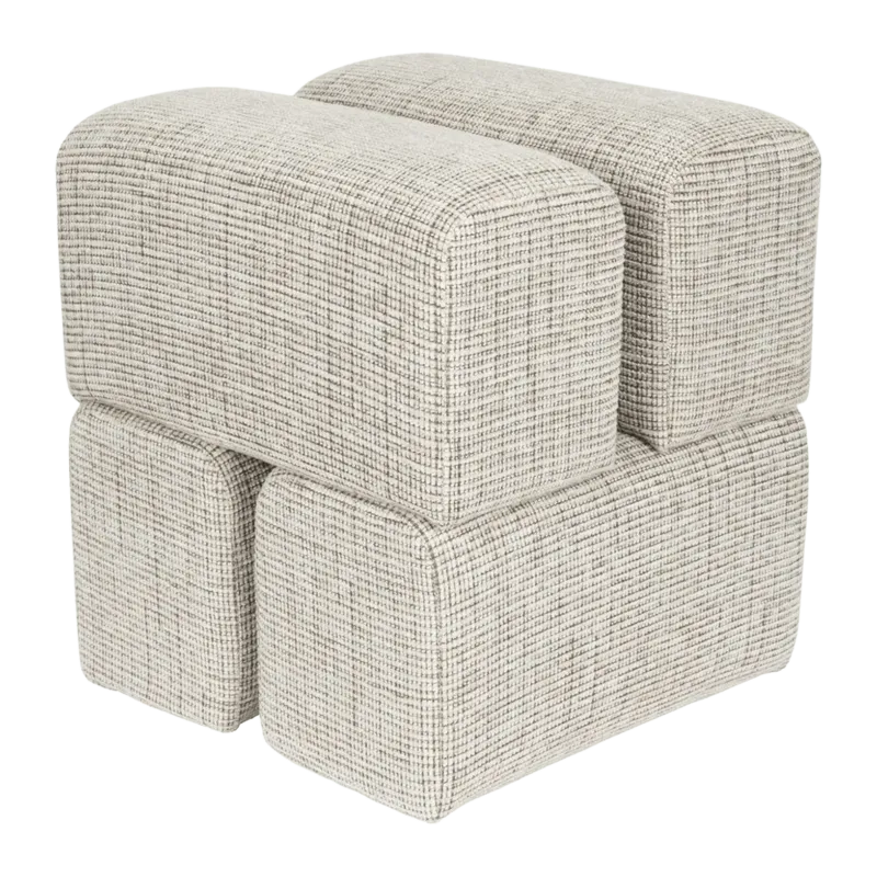 Pouf en tissu marron 40x40x45cm Ludo - The Cool Republic - The Cool Republic