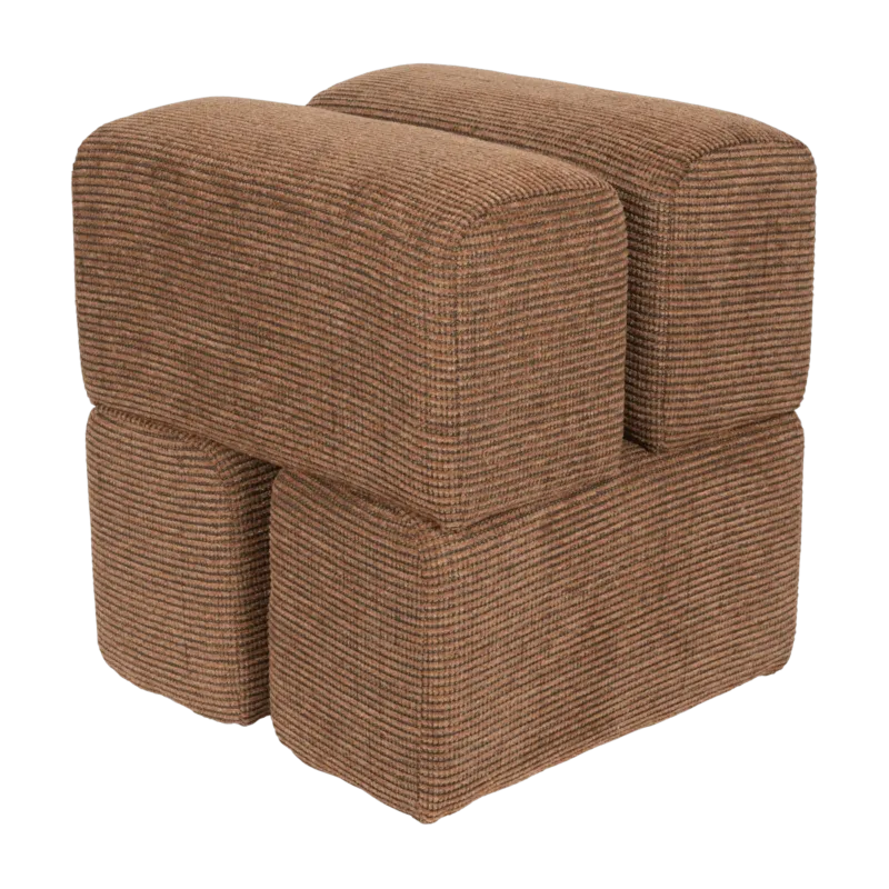 Pouf en tissu terracotta 40x40x45cm Ludo - The Cool Republic - The Cool Republic