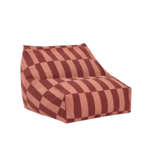 Pouf enfant en coton bio à carreaux rouge 68 x 60 x 40 cm Vibes - Nobodinoz - The Cool Republic