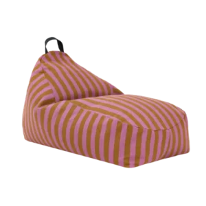 Pouf enfant en coton bio à rayures rose et jaune curry 100 x 55 x 65 cm Bliss - Nobodinoz - The Cool Republic