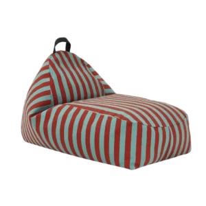 Pouf enfant en coton bio à rayures rouge et vert 100 x 55 x 65 cm Bliss - Nobodinoz - The Cool Republic