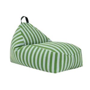 Pouf enfant en coton bio à rayures vert et bleu 100 x 55 x 65 cm Bliss - Nobodinoz - The Cool Republic