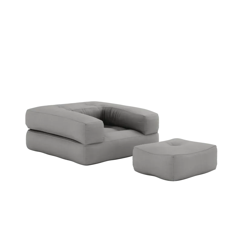 Pouf fauteuil convertible en coton gris 95x90x42cm Cube - Karup Design - The Cool Republic