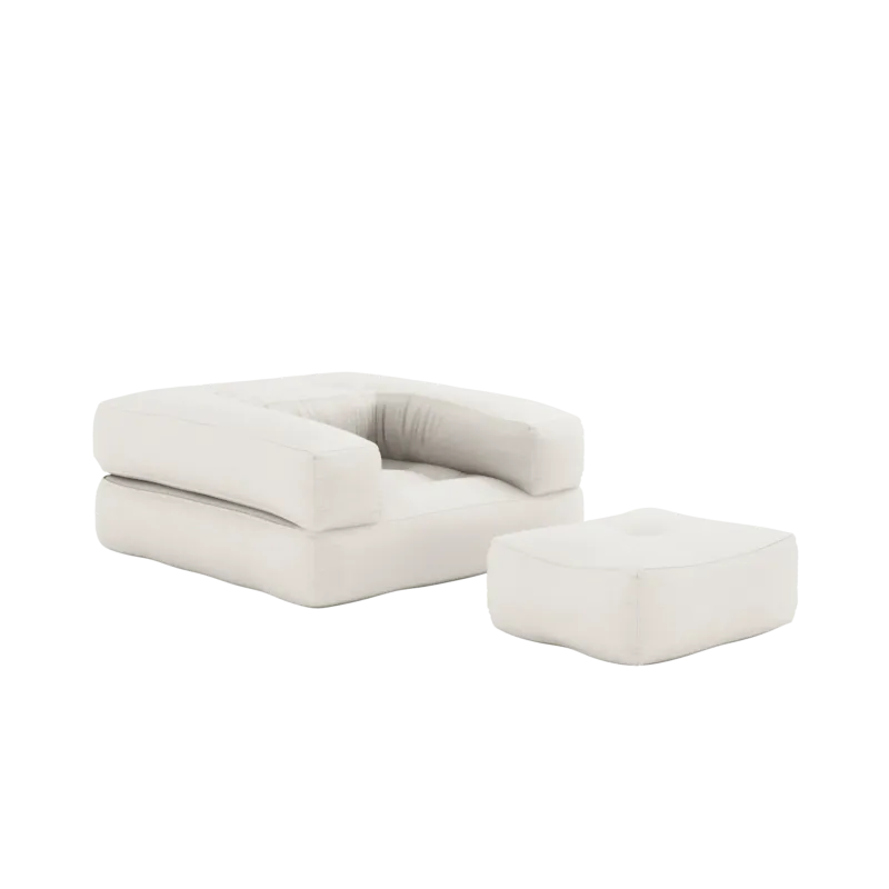 Pouf fauteuil convertible en coton natural 95x90x42cm Cube - Karup Design - The Cool Republic
