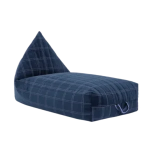 Pouf long pour enfant en velours recyclé à carreaux bleu marine et violet 109 x 60 x 60 cm Oasis - Nobodinoz - The Cool Republic
