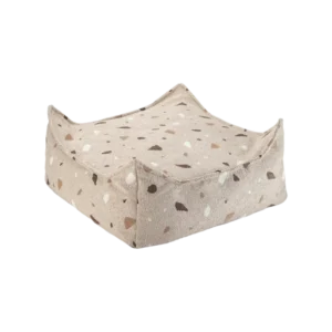 Pouf ottoman pour enfant en tissu beige 60x60x20cm Terrazzo - Wigiwama - The Cool Republic