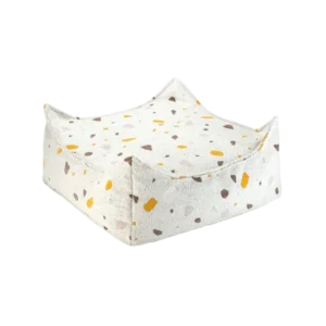 Pouf ottoman pour enfant en tissu blanc 60x60x20cm Terrazzo - Wigiwama - The Cool Republic