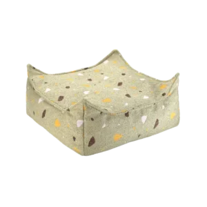 Pouf ottoman pour enfant en tissu vert 60x60x20cm Terrazzo - Wigiwama - The Cool Republic