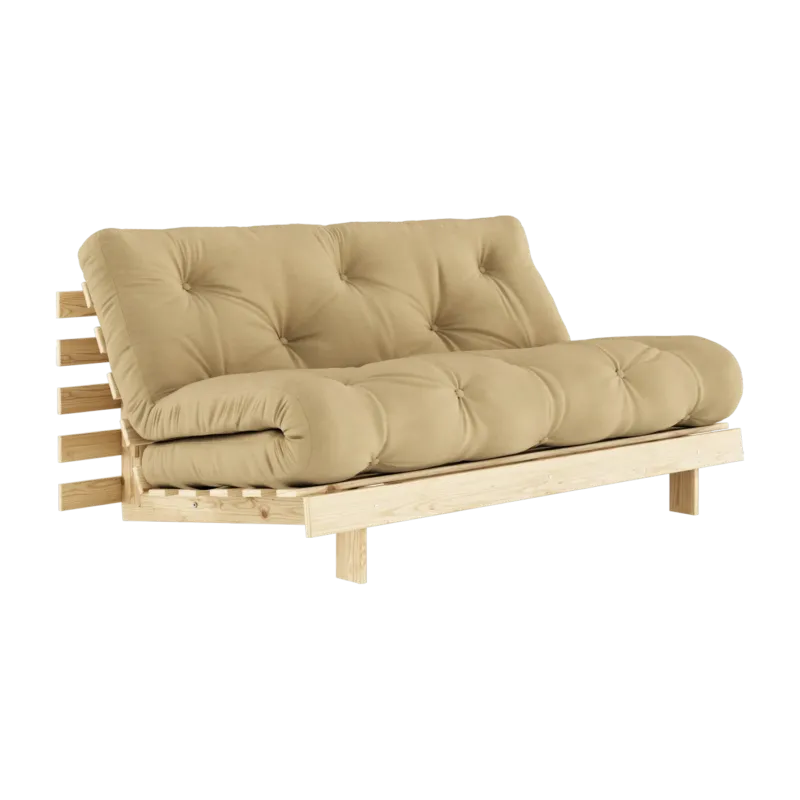 Canapé-lit beige wheat pin massif Roots 160 - Karup Design