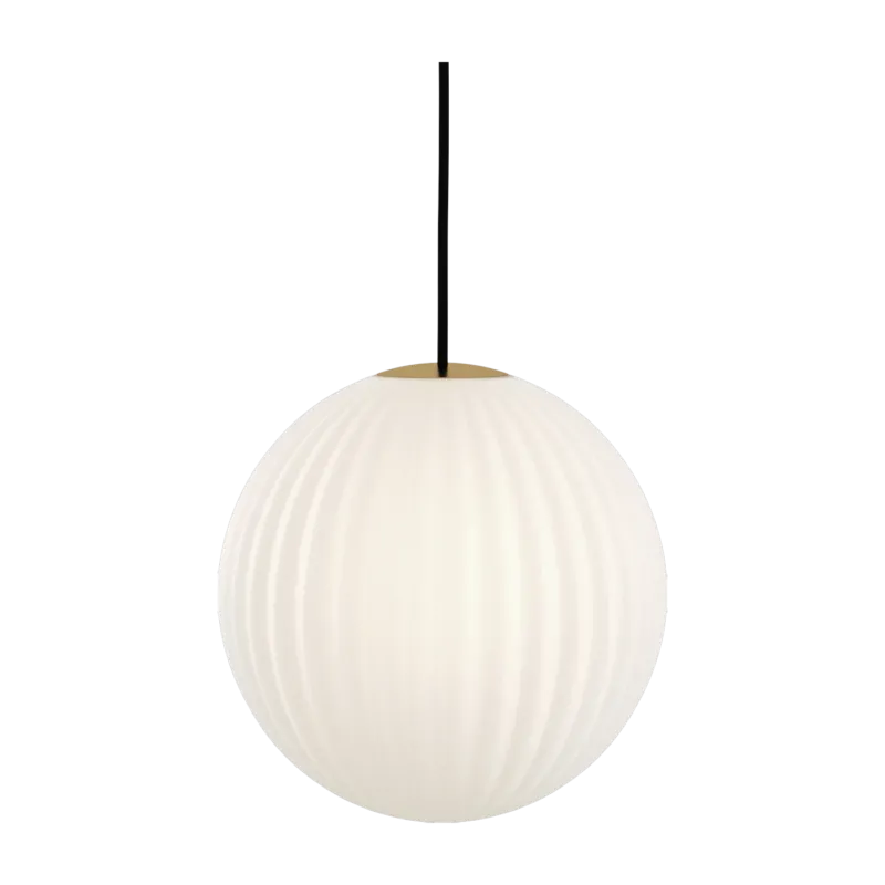 Suspension en verre blanche câble noir 30 cm Modeco - Nordic Tales