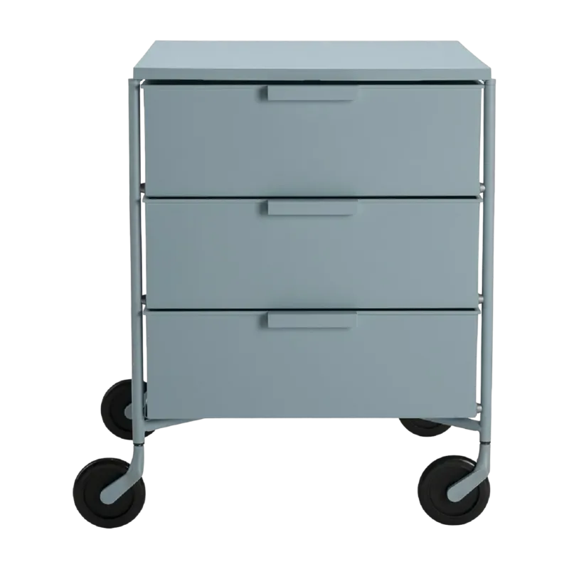 3 Caissons sur roulettes bleu MOBIL MAT - Kartell