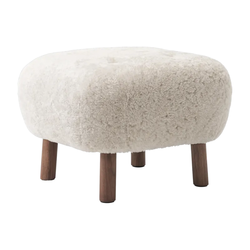 Pouf en noyer et peau de mouton Little Petra ATD1 - &tradition