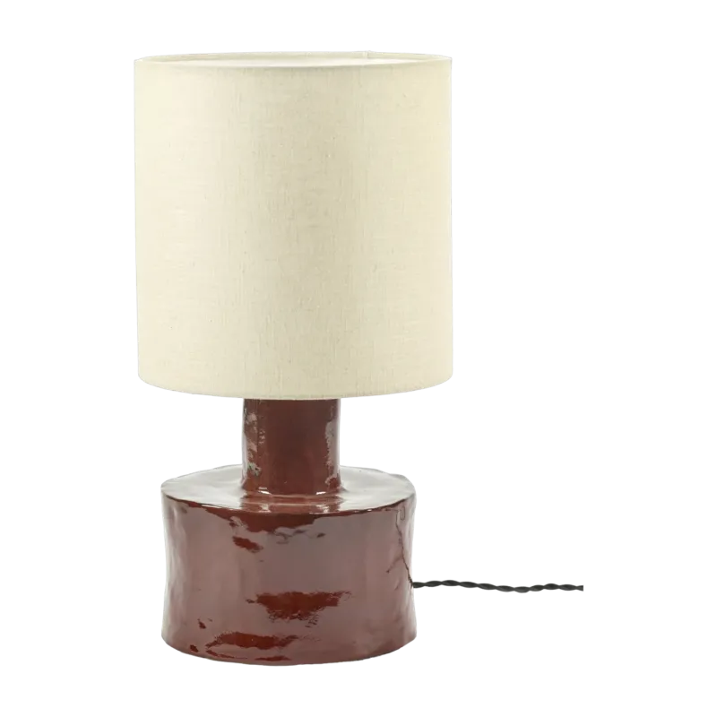 Lampe de table en lin beige et céramique rouge Catherine - Serax