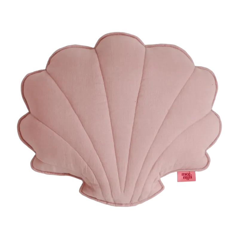 Coussin coquillage en lin rose poudré Shells - Moi Mili