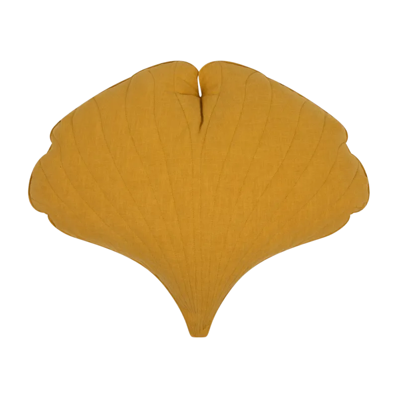 Coussin feuille de ginkgo en lin mango Ginkgo Bilboa - Moi Mili