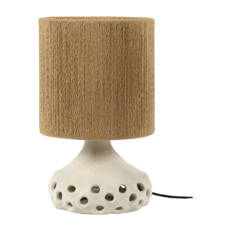 Lampe à table en grès blanc et abat-jour marron Oya 01 - Serax