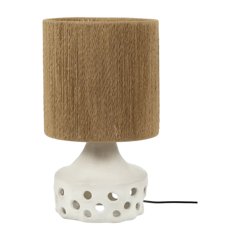 Lampe à table en grès blanc et abat-jour marron Oya 02 - Serax